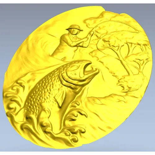 Большой улов - 3D модель STL для ЧПУ, рельефный медальон