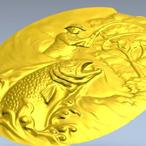 Большой улов - 3D модель STL для ЧПУ, рельефный медальон