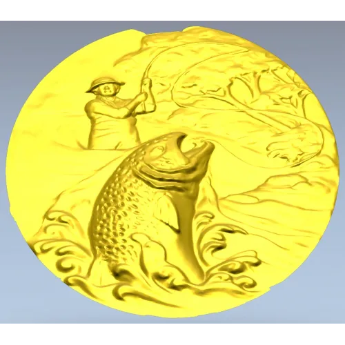 Большой улов - 3D модель STL для ЧПУ, рельефный медальон
