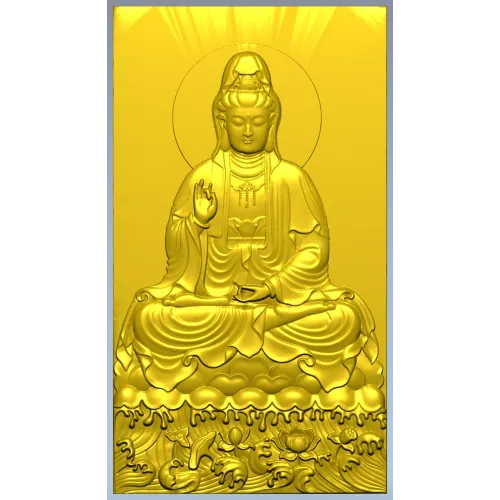 High-relief Buddha STL for CNC - Seated Lotus Panel