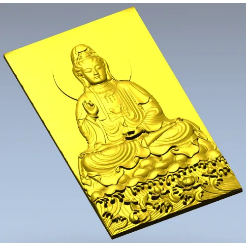 High-relief Buddha STL for CNC - Seated Lotus Panel