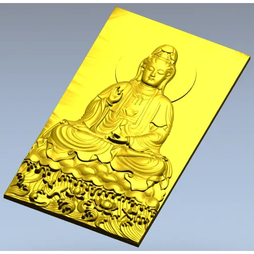 High-relief Buddha STL for CNC - Seated Lotus Panel