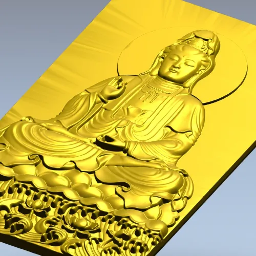 High-relief Buddha STL for CNC - Seated Lotus Panel
