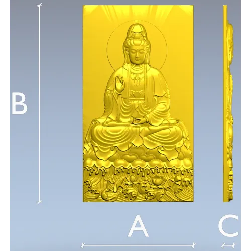 High-relief Buddha STL for CNC - Seated Lotus Panel