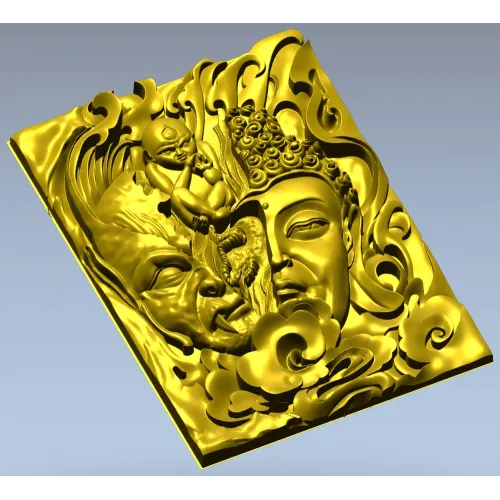 Buddha and Demon high-relief panel STL model for CNC