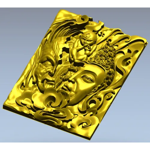 Buddha and Demon high-relief panel STL model for CNC