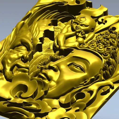 Buddha and Demon high-relief panel STL model for CNC
