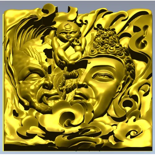 Buddha and Demon high-relief panel STL model for CNC