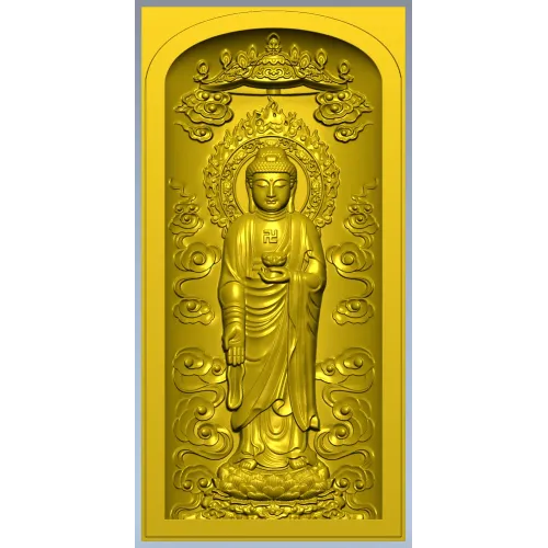 Serene Standing Buddha Relief STL