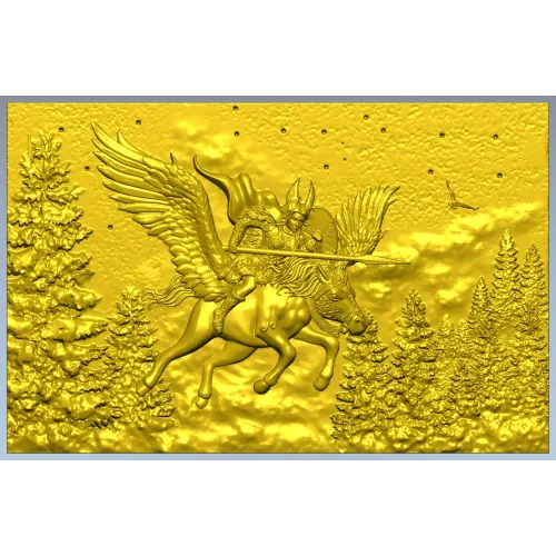 Valkyrie relief STL panel - high-detail 3D model for CNC