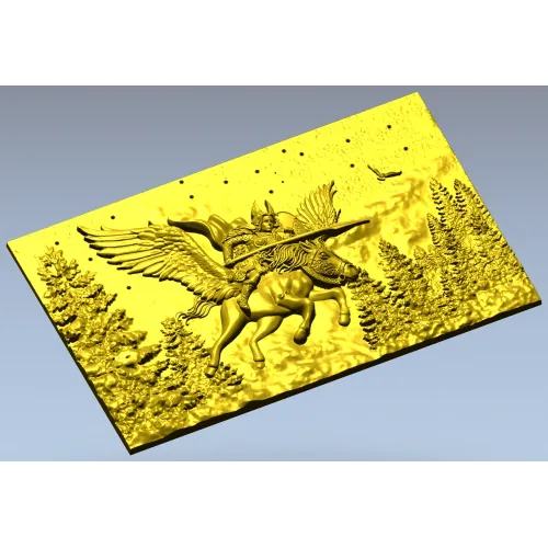 Valkyrie relief STL panel - high-detail 3D model for CNC