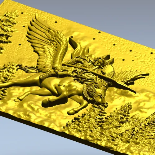 Valkyrie relief STL panel - high-detail 3D model for CNC