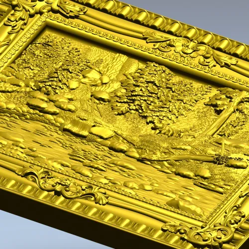 3D модель STL "Великолепный лес" - рельефное панно в резной раме