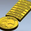 N1 2009, H5N1 2007, BSE 2001, КРАХ СССР 1991, ЧЕРНОБЫЛЬ 1986). Каждая планка отделена тонкой канавкой, что при фрезеровании дает аккуратный рельеф и читаемые микроэлементы. К нижней части ленты крепится круглая медаль с полуприподнятым биологическим симво