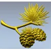 Pine Sprig with Cones - Detailed STL 3D Model for CNC
