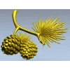Pine Sprig with Cones - Detailed STL 3D Model for CNC