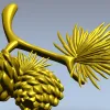 Pine Sprig with Cones - Detailed STL 3D Model for CNC