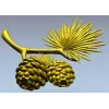 Pine Sprig with Cones - Detailed STL 3D Model for CNC