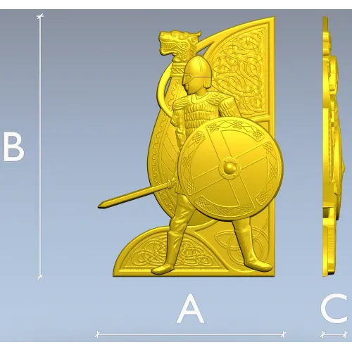 Викинг-щит - рельефная накладка STL для ЧПУ
