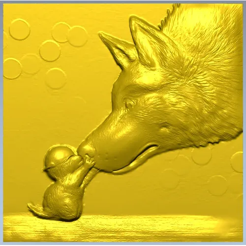 Wolf and Pup bas-relief STL for CNC