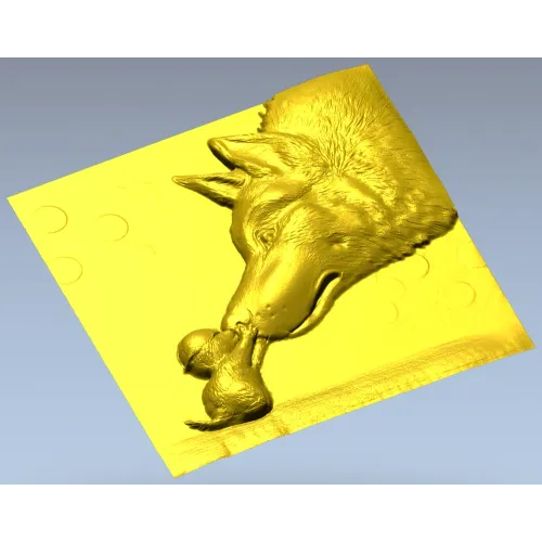 Wolf and Pup bas-relief STL for CNC