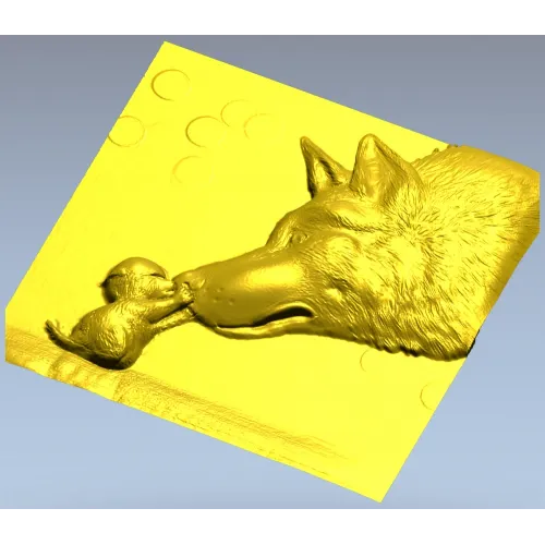 Wolf and Pup bas-relief STL for CNC