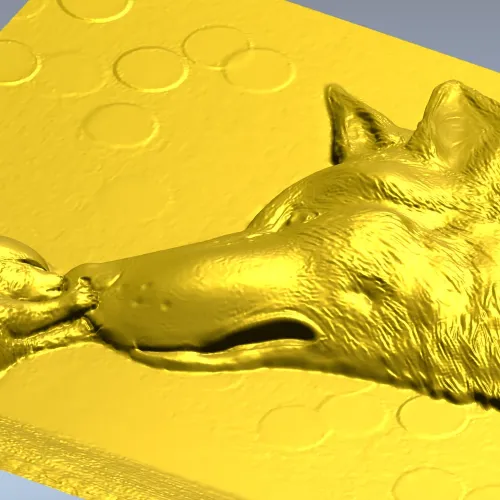Wolf and Pup bas-relief STL for CNC