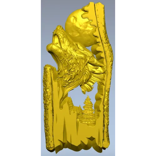Волк под Луной - рельефная 3D модель STL для ЧПУ