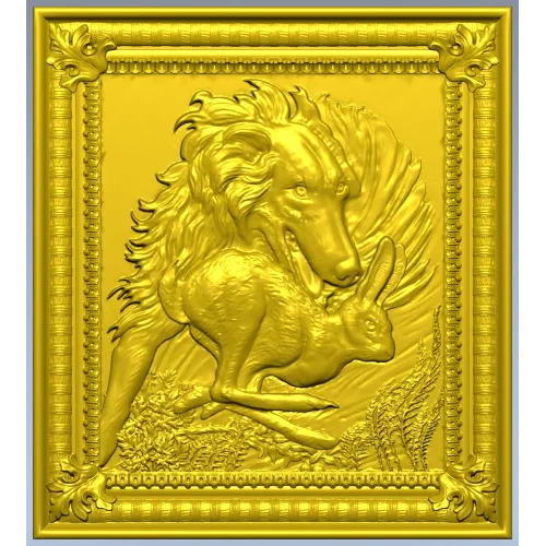 Wolf and Hare High-Relief Panel STL