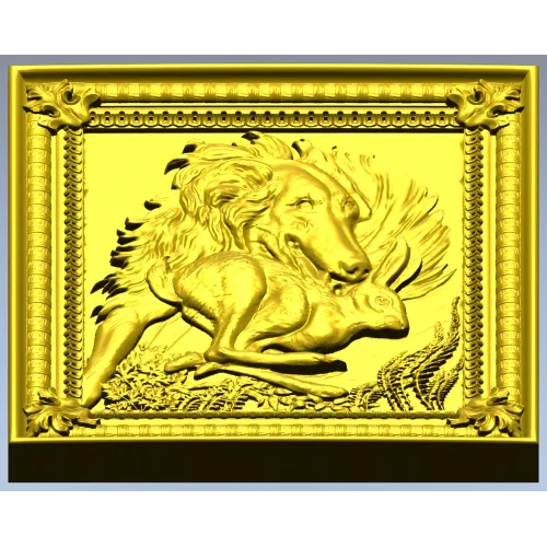 Wolf and Hare High-Relief Panel STL