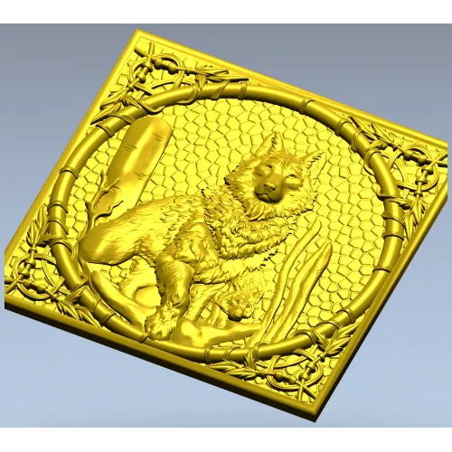 Рельефная 3D модель stl "Лесной страж" - волк в медальоне для ЧПУ