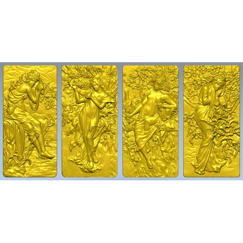 Four Seasons High-Relief Panels STL