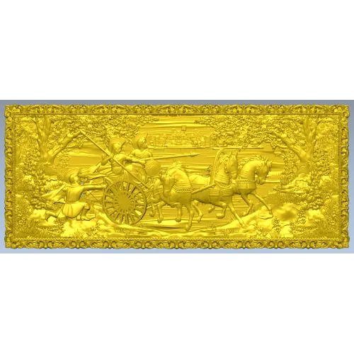 Triumphal Chariot Relief - high-relief STL 3D model for CNC