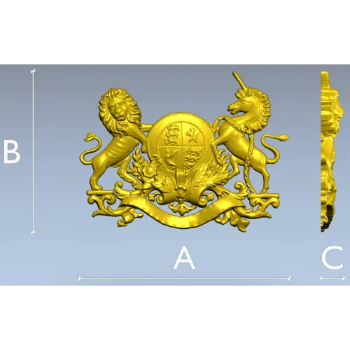 Royal Coat of Arms 3D STL model for CNC carving