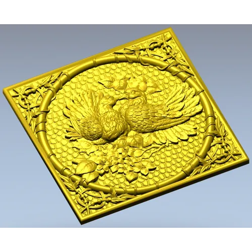 Рельефная панель "Парные голуби" - stl модель для ЧПУ