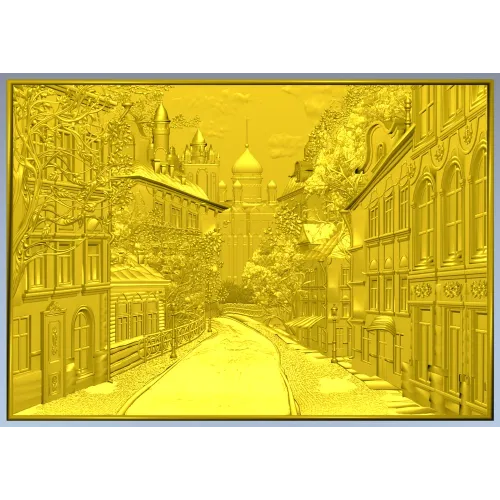 Городская аллея - панно в формате STL для ЧПУ
