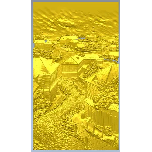 Рельефная панель "Улица старого города" - 3D модель STL для ЧПУ