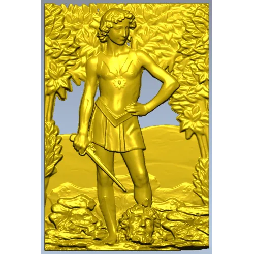 David the Victor - high relief 3D model in STL for CNC