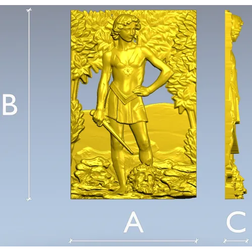 David the Victor - high relief 3D model in STL for CNC