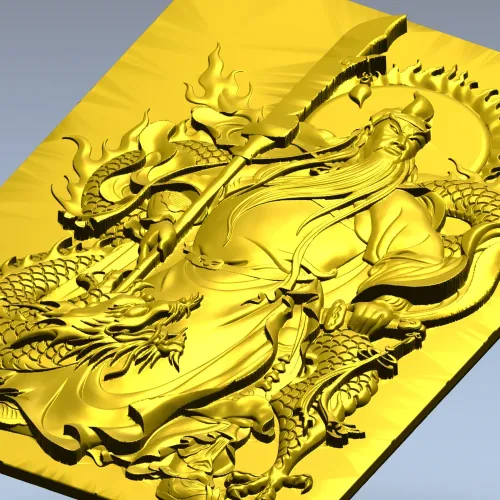 Гуань Гун с драконом - рельефная 3D модель (STL) для ЧПУ