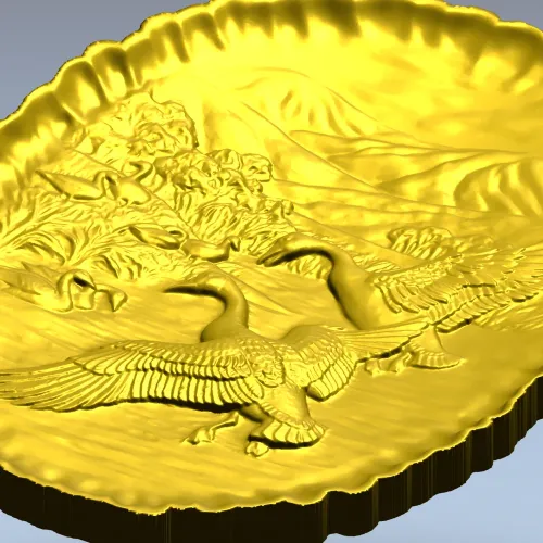 Рельефная 3D модель "Гусиный перелёт" в формате STL для ЧПУ
