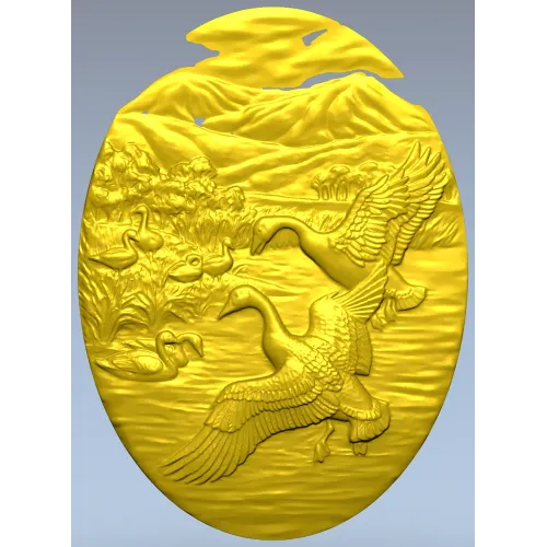 Озерная симфония - 3D модель STL рельеф с гусями и лебедями