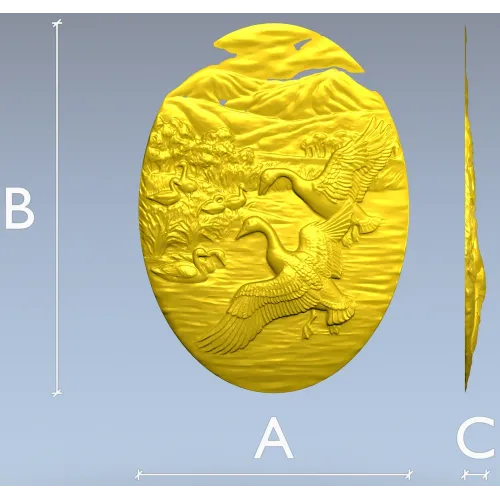 Озерная симфония - 3D модель STL рельеф с гусями и лебедями