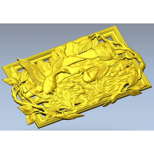 Geese on the Lake - high-relief STL panel for CNC