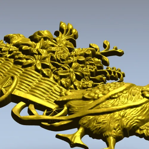 Goose with Flower Cart - detailed STL 3D model for CNC carving