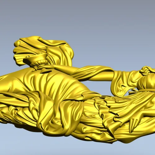 Лежащая нимфа - высокорельефная 3D модель STL