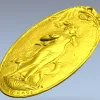 Art Nouveau Maiden and Fawn - Oval Relief STL for CNC
