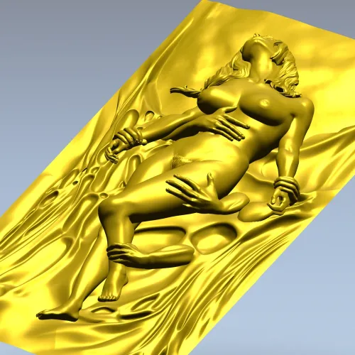 Нимфа в потоке - высокорельефная 3D модель STL для ЧПУ