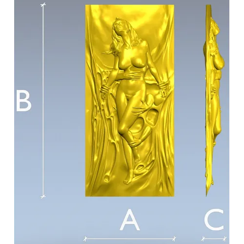Нимфа в потоке - высокорельефная 3D модель STL для ЧПУ