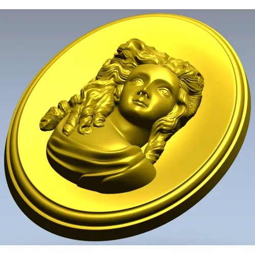 Овальный медальон с барельефом женщины - STL для ЧПУ